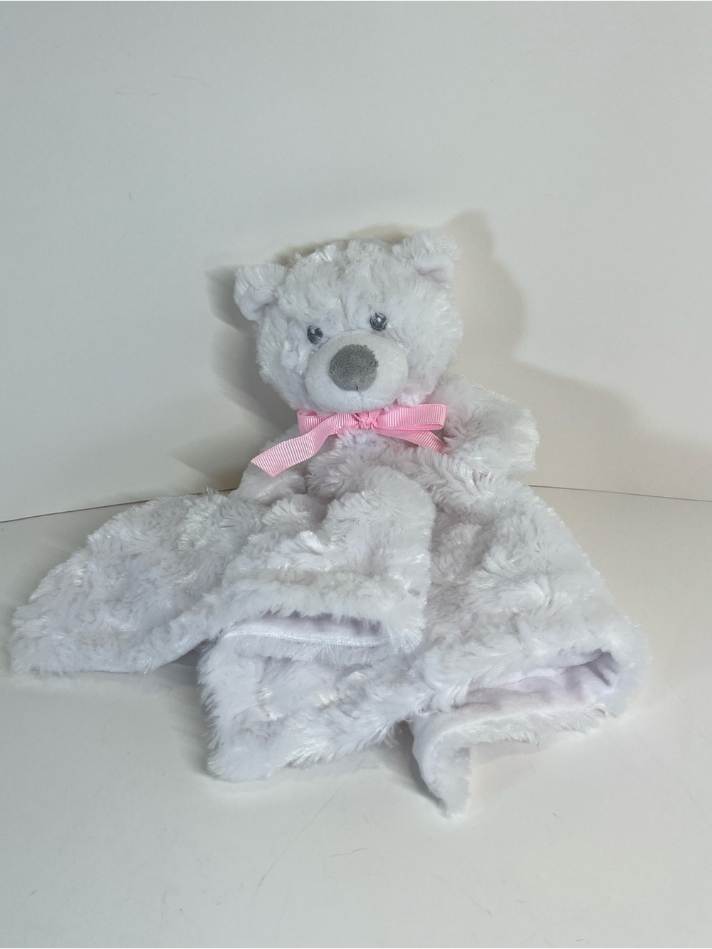 Baby Ganz White Plush Cuddle Bear Baby Lovey Security Blanket Pink Bow Girl